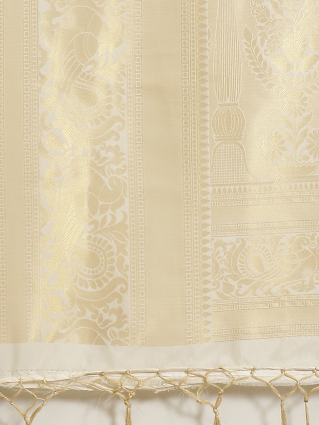 Saree Mall Off-White & Golden Woven Design Banarasi Saree | Grocsy