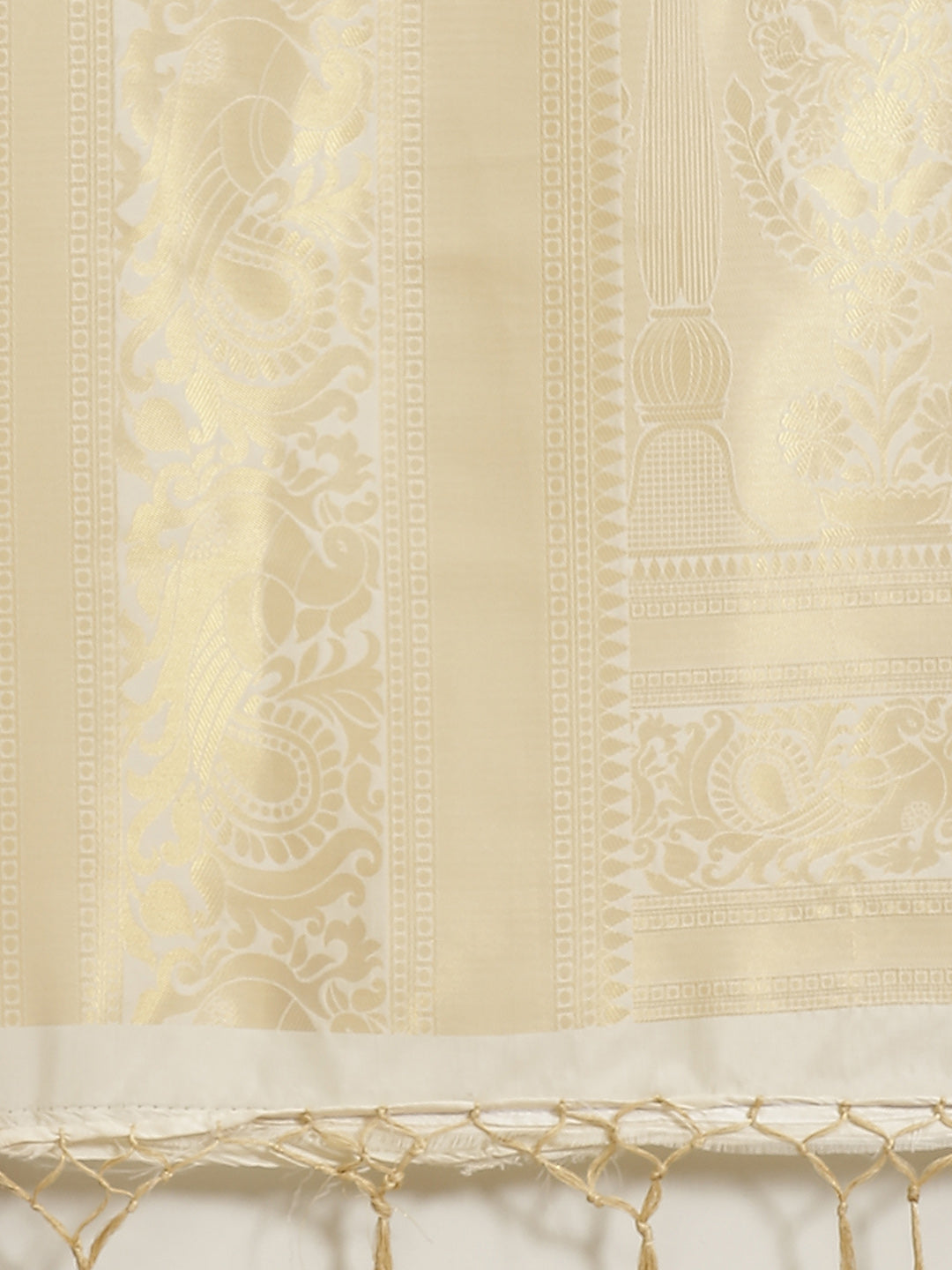 Saree Mall Off-White & Golden Woven Design Banarasi Saree | Grocsy