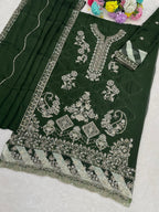 Anaita D Green Rangoli Silk Suit with Embroidery & Sequence Work | Grocsy