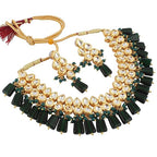Tehzeeb Creations Back Meenakari Gold-Polished Tika Earring Combo Uncut Big Faux Kundan Choker Necklace set | Grocsy