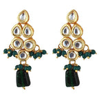 Tehzeeb Creations Back Meenakari Gold-Polished Tika Earring Combo Uncut Big Faux Kundan Choker Necklace set | Grocsy