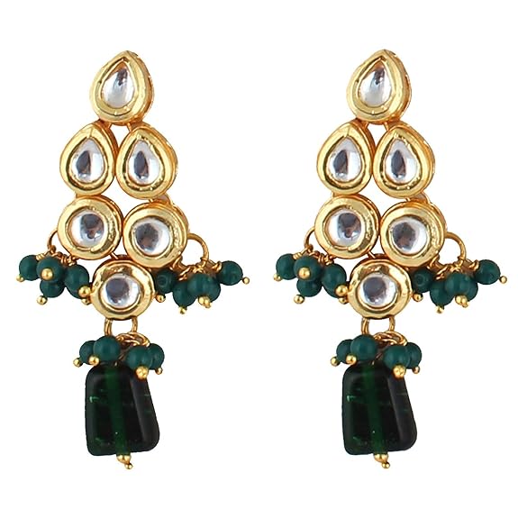 Tehzeeb Creations Back Meenakari Gold-Polished Tika Earring Combo Uncut Big Faux Kundan Choker Necklace set | Grocsy