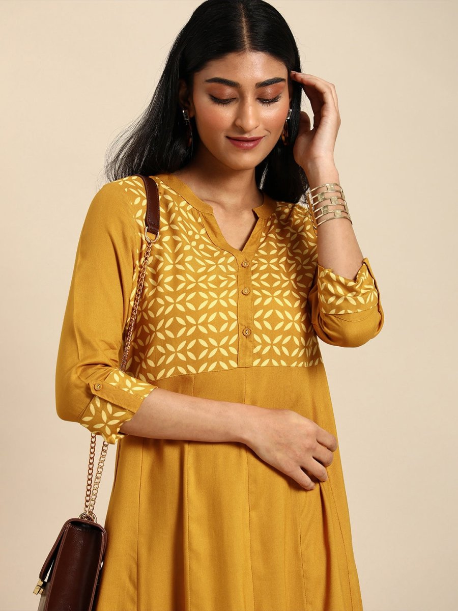 All About You Women Brown & Cream Printed Kurta with Trousers | Grocsy