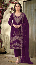 Anaita Maroon Velvet Suit With Embroidery Codding Work | Grocsy