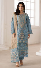 Anaita Blue Silk Suit With Embroidery & Sequence Work | Grocsy