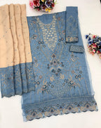 Anaita Blue Silk Suit With Embroidery & Sequence Work | Grocsy
