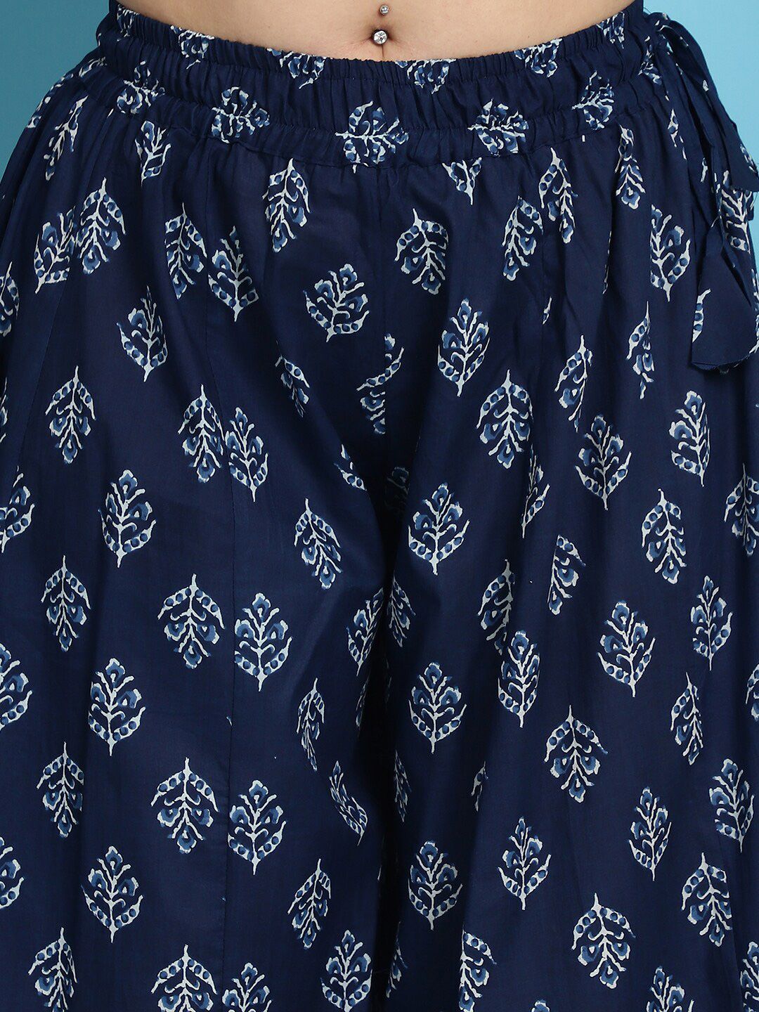 TAG 7 Plus Size Floral Block Printed Flared Pure Cotton Ethnic Palazzos | Grocsy