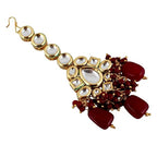 Tehzeeb Creations Meenakari Gold-Polished Maroon color Uncut dibbi Kundan Combo Necklace Set | Grocsy