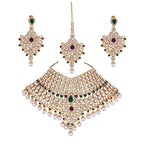 Tehzeeb Creations Semi Bridal Dulhan Dulhan Wedding & Engagement Necklace Set with Mang Tikka for Girls & Women | Grocsy