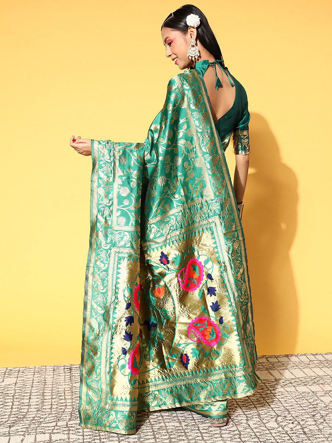 Saree Mall Ethnic Motifs Silk Blend Banarasi Sarees | Grocsy