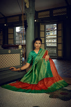 Vardha Crimson Red Golden Zari Kanjeevaram Silk Saree | Grocsy