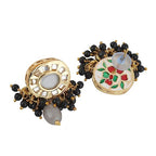 Tehzeeb Creations Meenakari Gold-Polished Earring Combo Uncut Big Faux Kundan Choker Necklace set | Grocsy