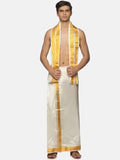 Sethukrishna Men Cream-Coloured Solid Dhoti | Grocsy
