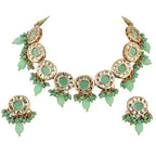 Tehzeeb Creations Meenakari Gold-Polished Earring Combo Uncut Big Faux Kundan Choker Necklace set | Grocsy