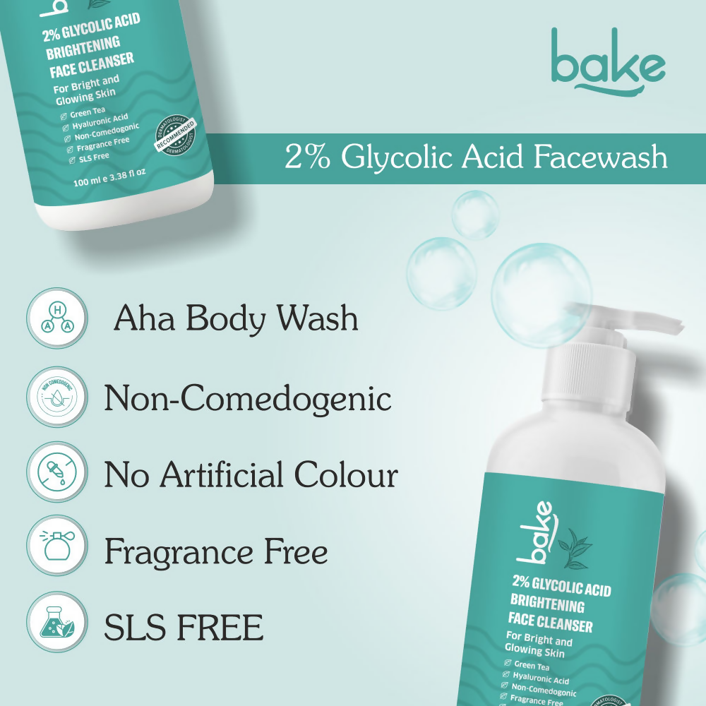 Bake 2% Glycolic Acid Exfoliating Face Wash | Grocsy