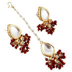 Tehzeeb Creations Back Meenakari Gold-Polished Tika Earring Combo Uncut Big Faux Kundan Choker Necklace set | Grocsy