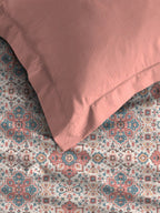 MYTRIDENT Dusk and Dawn White Printed Pure Cotton 144 TC Queen Bedsheet With 2 Pillow Covers | Grocsy
