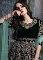 Monjolika Fashion Stunning Wine Color Velvet Embroidery Patiala Suit | Grocsy