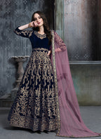 Monjolika Fashion Stunning Dark Green Color Velvet Embroidery Patiala Suit | Grocsy
