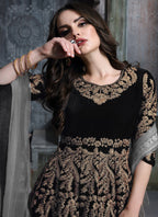 Monjolika Fashion Stunning Dark Blue Color Velvet Embroidery Patiala Suit | Grocsy