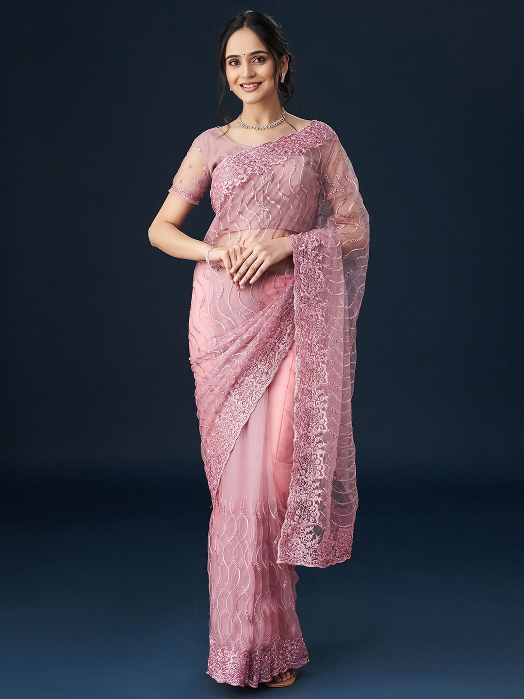 kasee Geometric Embroidered Sarees | Grocsy