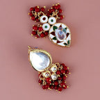 Tehzeeb Creations Back Meenakari Gold-Polished Tika Earring Combo Uncut Big Faux Kundan Choker Necklace set | Grocsy