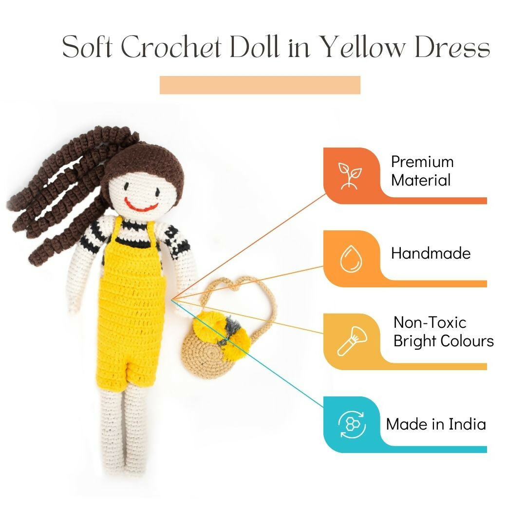 Nesta Toys Handmade Crochet Doll for Kids (11 Inch), Amigurumi Stuffed Toy | Grocsy