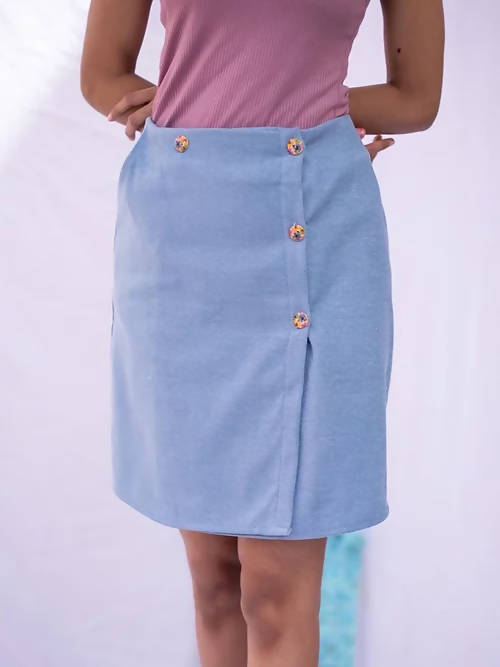 Diva Globe Blue Over Lap Skirt | Grocsy