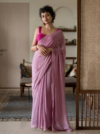 Suta Pink Striped Cotton Blend Saree | Grocsy