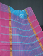 Sky Blue Coloured With Checks Pure Mangalgiri Cotton Saree By Gayathri Reddy Designer Studio | Grocsy