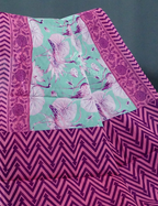 Block Print Mint Blue Coloured Mulmul Cotton Saree By Gayathri Reddy Designer Studio | Grocsy