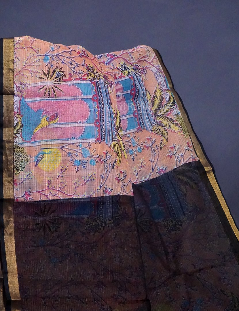 Light Peach Colour Rajasthani Design Pure Kota Cotton Saree By Gayathri Reddy Designer Studio | Grocsy