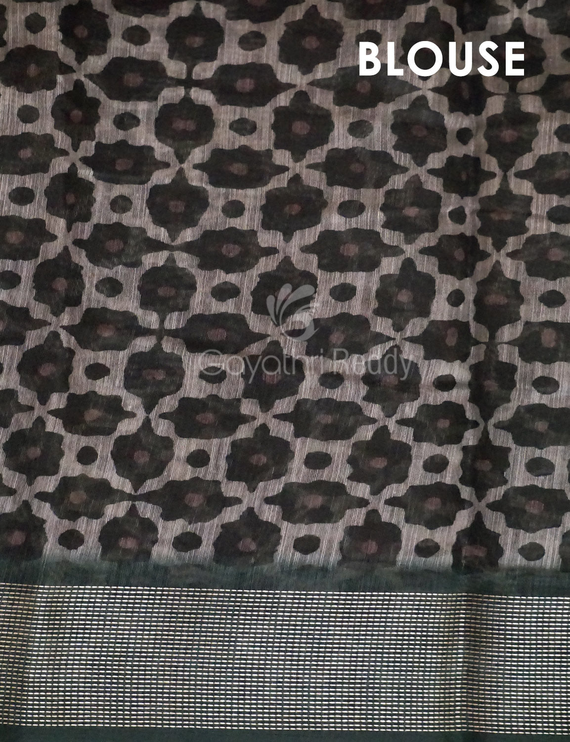 Dark Bottle Green Colour Mosaic Design Semi Chanderi Saree By Gayathri Reddy Designer Studio | Grocsy