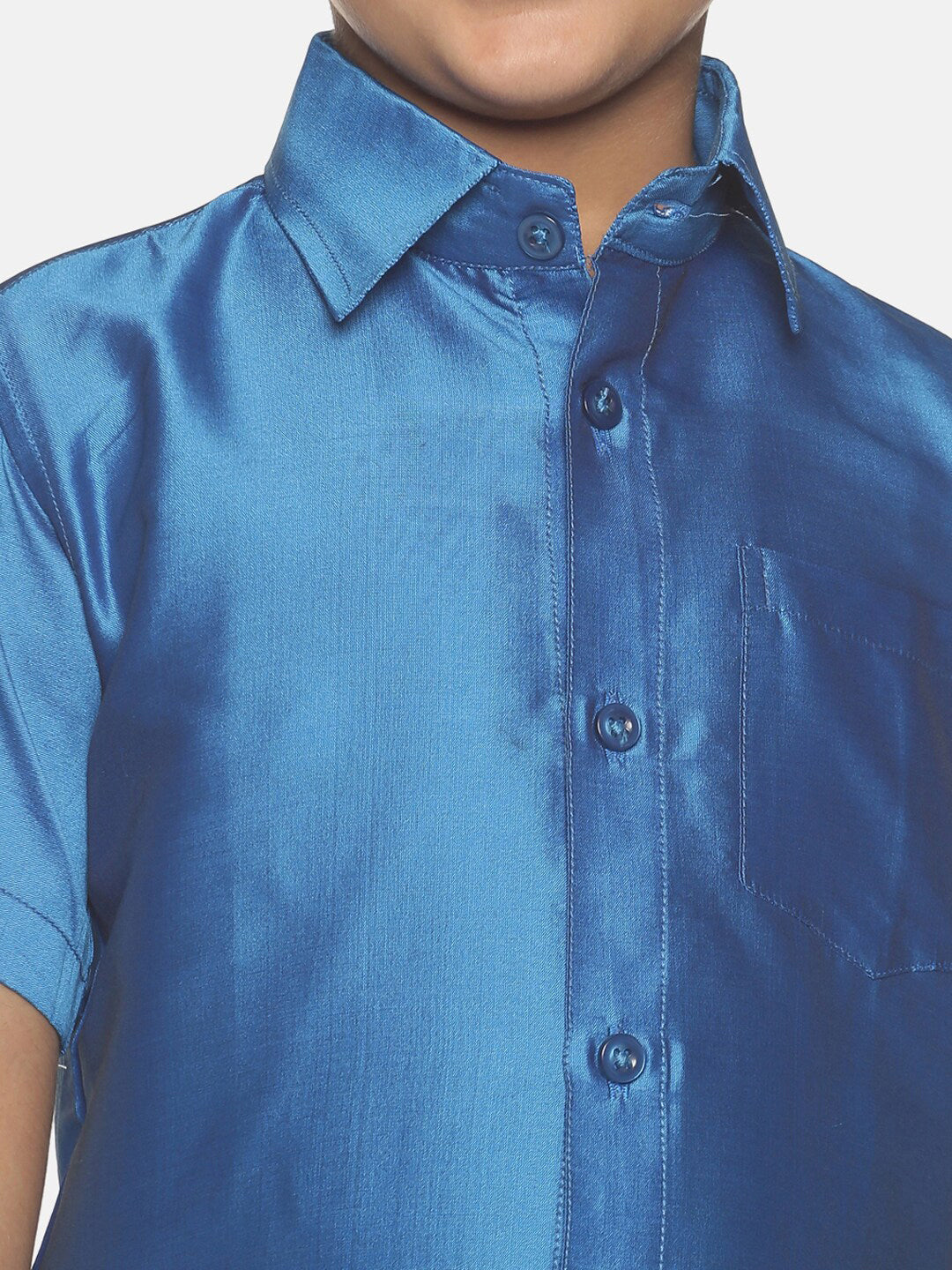 Sethukrishna Traditional Blue & White Shirt with Dhoti For Boys | Grocsy