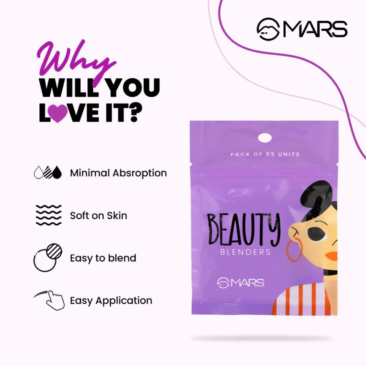 MARS Cosmetics Mini Beauty Blender For Face Makeup - Set Of 5 | Grocsy