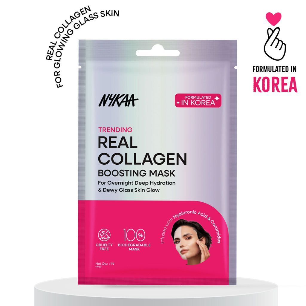 Nykaa Skin Real Collagen Mask – Hydrates, Brightens And Gives Dewy Skin Overnight - Formulated In Korea | Grocsy