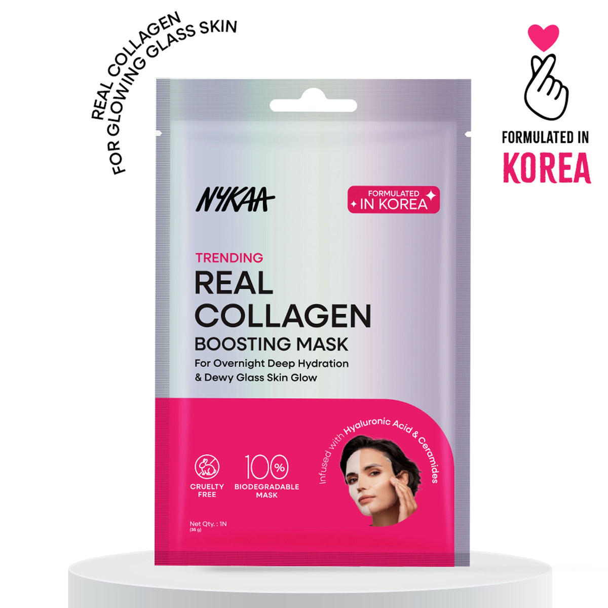 Nykaa Skin Real Collagen Mask – Hydrates, Brightens And Gives Dewy Skin Overnight - Formulated In Korea | Grocsy