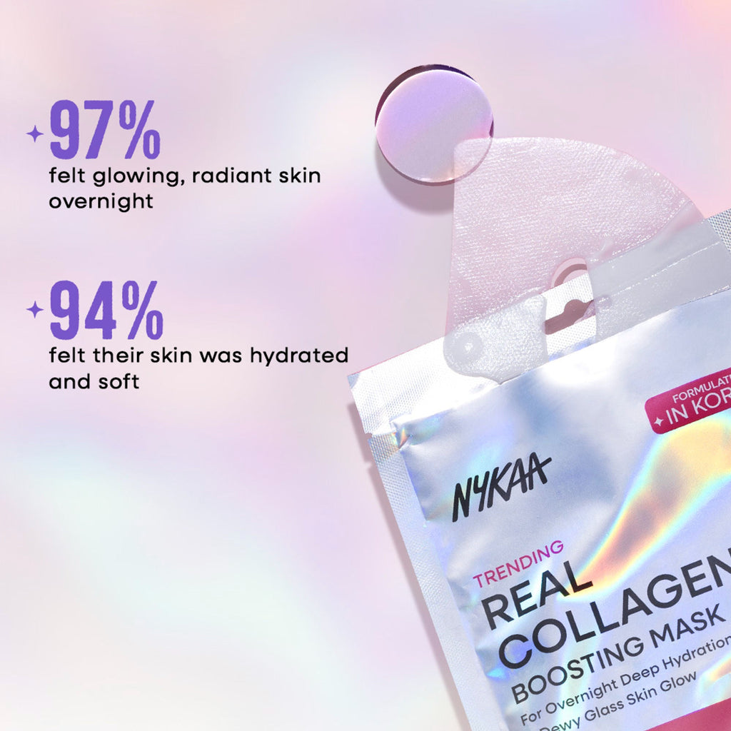 Nykaa Skin Real Collagen Mask – Hydrates, Brightens And Gives Dewy Skin Overnight - Formulated In Korea | Grocsy