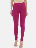 Souchii Purple Solid Slim-Fit Churidar-Length Leggings | Grocsy