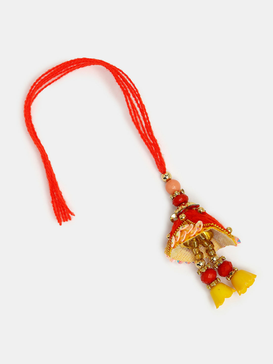 NVR Women & Men Set of 2 Red & Gold-Toned Stone-Studded Bhaiya Bhabhi Rakhi With Roli Chawal & Chocolate | Grocsy