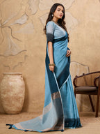 Shree Shyam Fashion Sky Blue Linen Saree | Grocsy