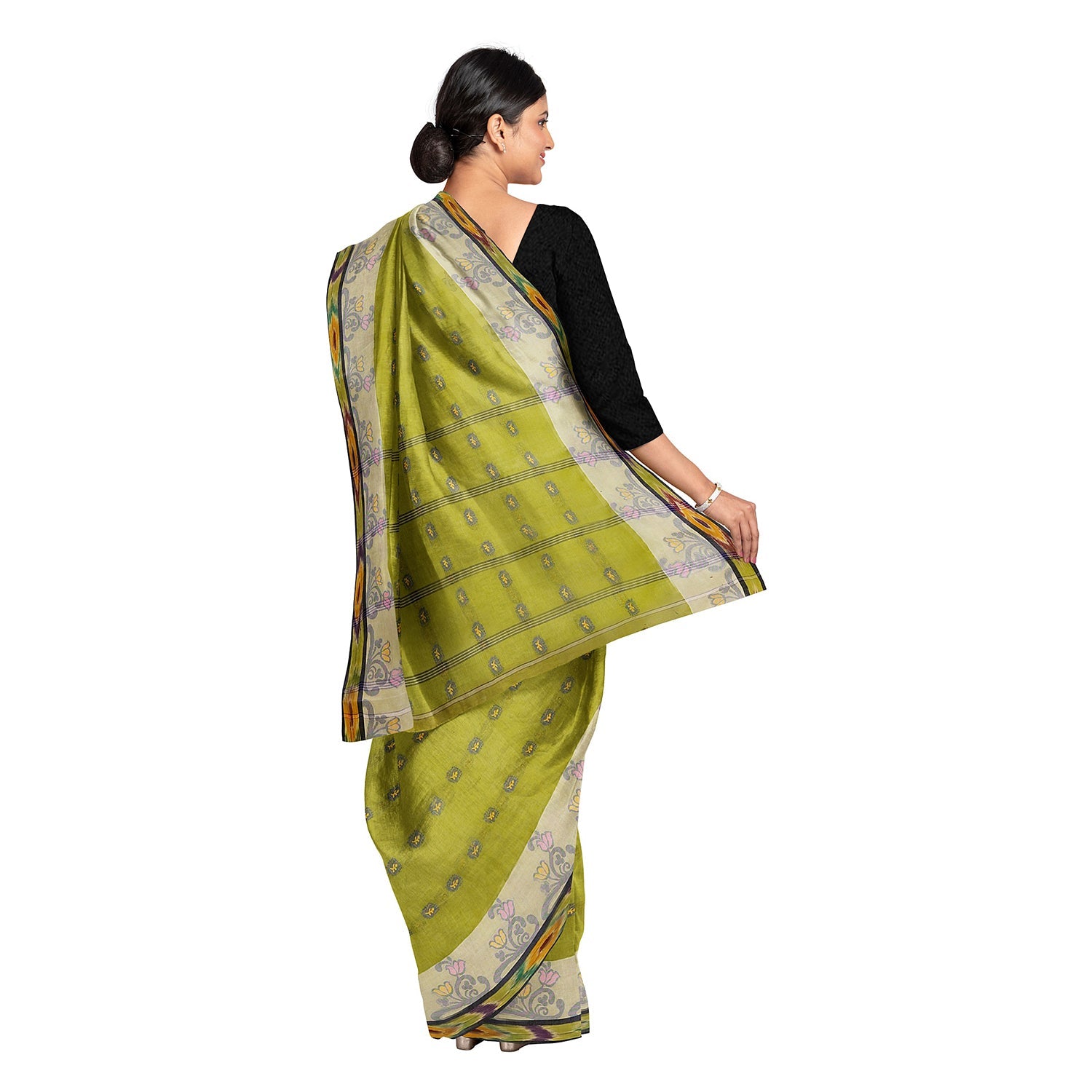 Exclusive Collection 100% Pure Cotton Olive Tant Saree With Hand Weaving Work | Grocsy