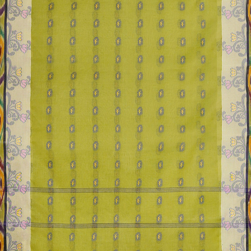 Exclusive Collection 100% Pure Cotton Olive Tant Saree With Hand Weaving Work | Grocsy