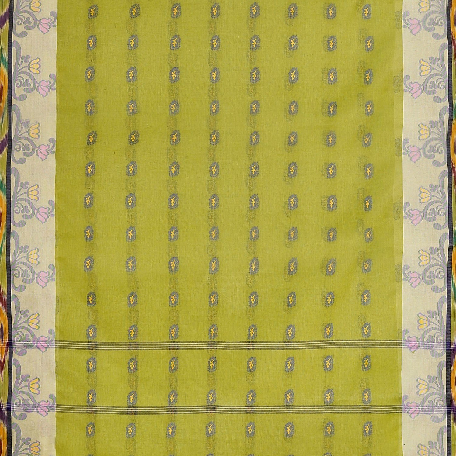 Exclusive Collection 100% Pure Cotton Olive Tant Saree With Hand Weaving Work | Grocsy