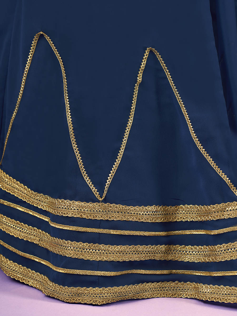 Myra Navy Blue Georgette Embroidered Designer Lehenga | Grocsy