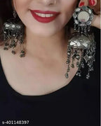 Tehzeeb Creations Women's Black Colour Oxidised Earrings | Grocsy