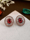 Shoshaa Rose Gold-Polished & White Circular Studs | Grocsy