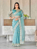 Tikhi Imli Floral Gotta Patti Organza Heavy Work Saree | Grocsy