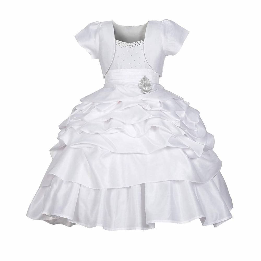 Asmaani Baby Girl's White Colour Satin A-Line Maxi Full Length Dress (AS-DRESS-22120) | Grocsy