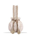 Masq Off White & Gold-Toned Embellished Embroidered Potli Clutch | Grocsy